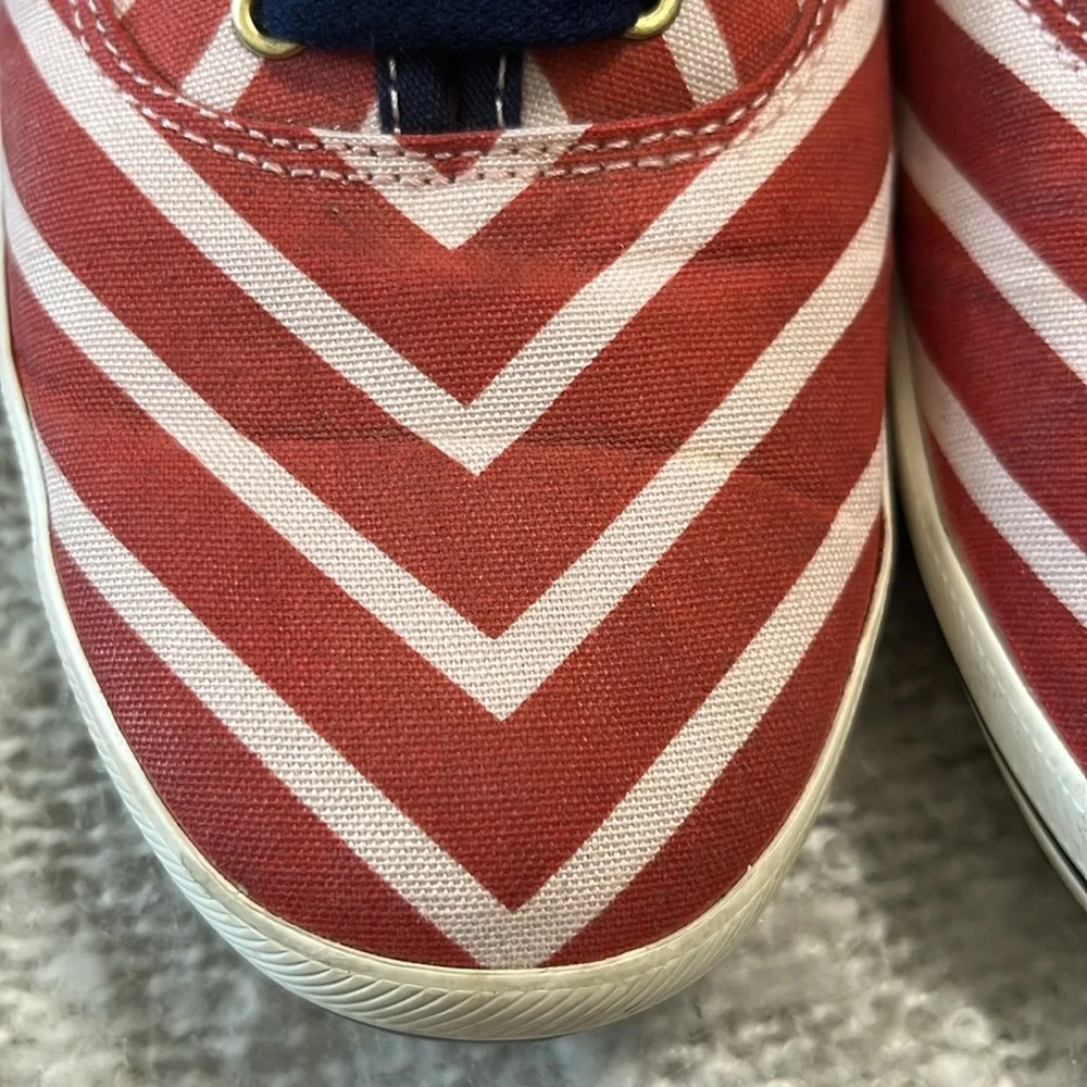 Kate Spade Keds Lace-up Canvas Sneaker Red White Stripes Size‎ 9